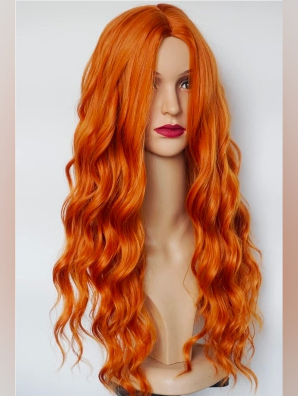 NWL 30 Inch Ginger Orange Body Wave Middle Part Small Lace Synthetic Hsir Wig